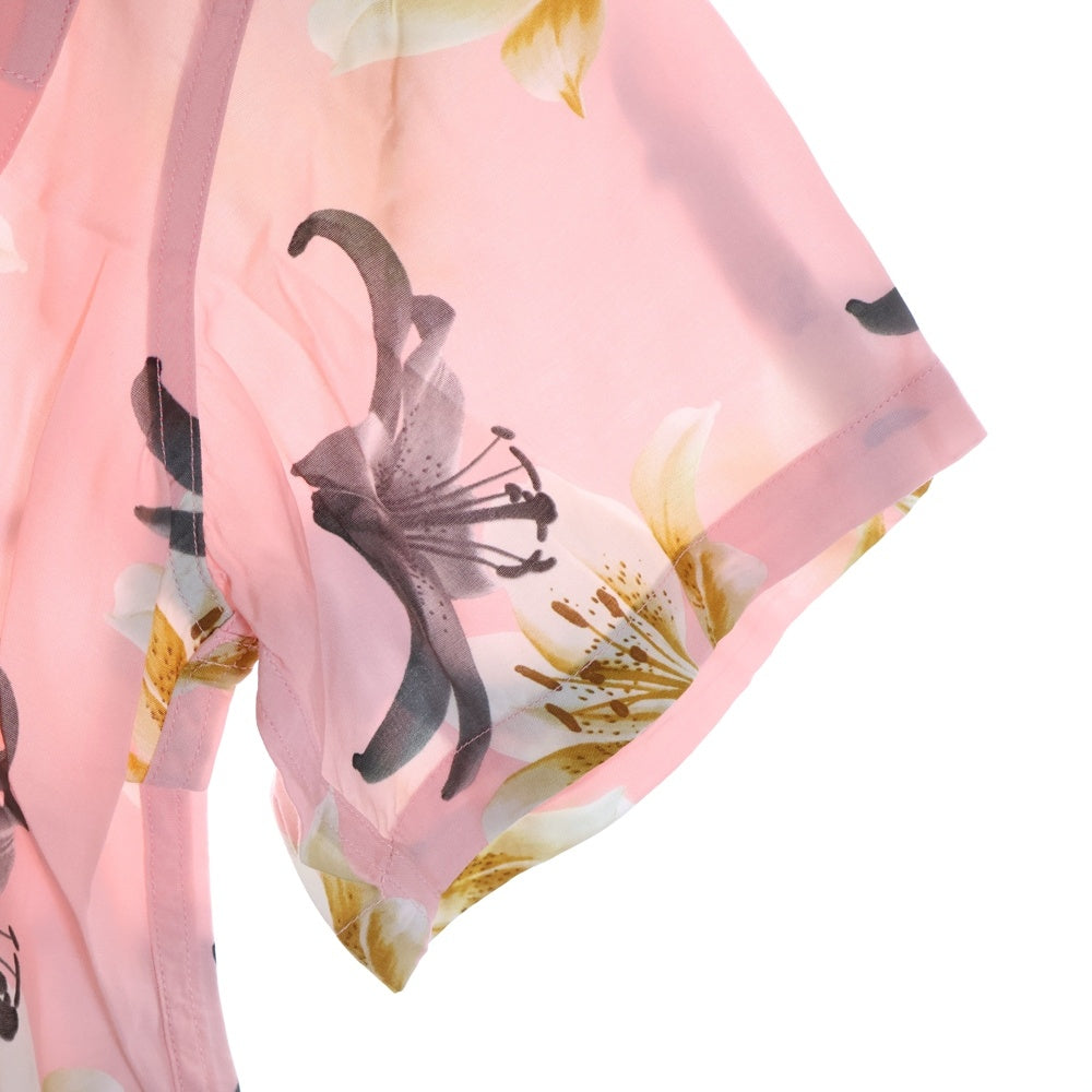 WACKO MARIA(ワコマリア) HAWAIIAN SHIRT S/S 百合プリント 開襟シャツ 半袖シャツ ピンク