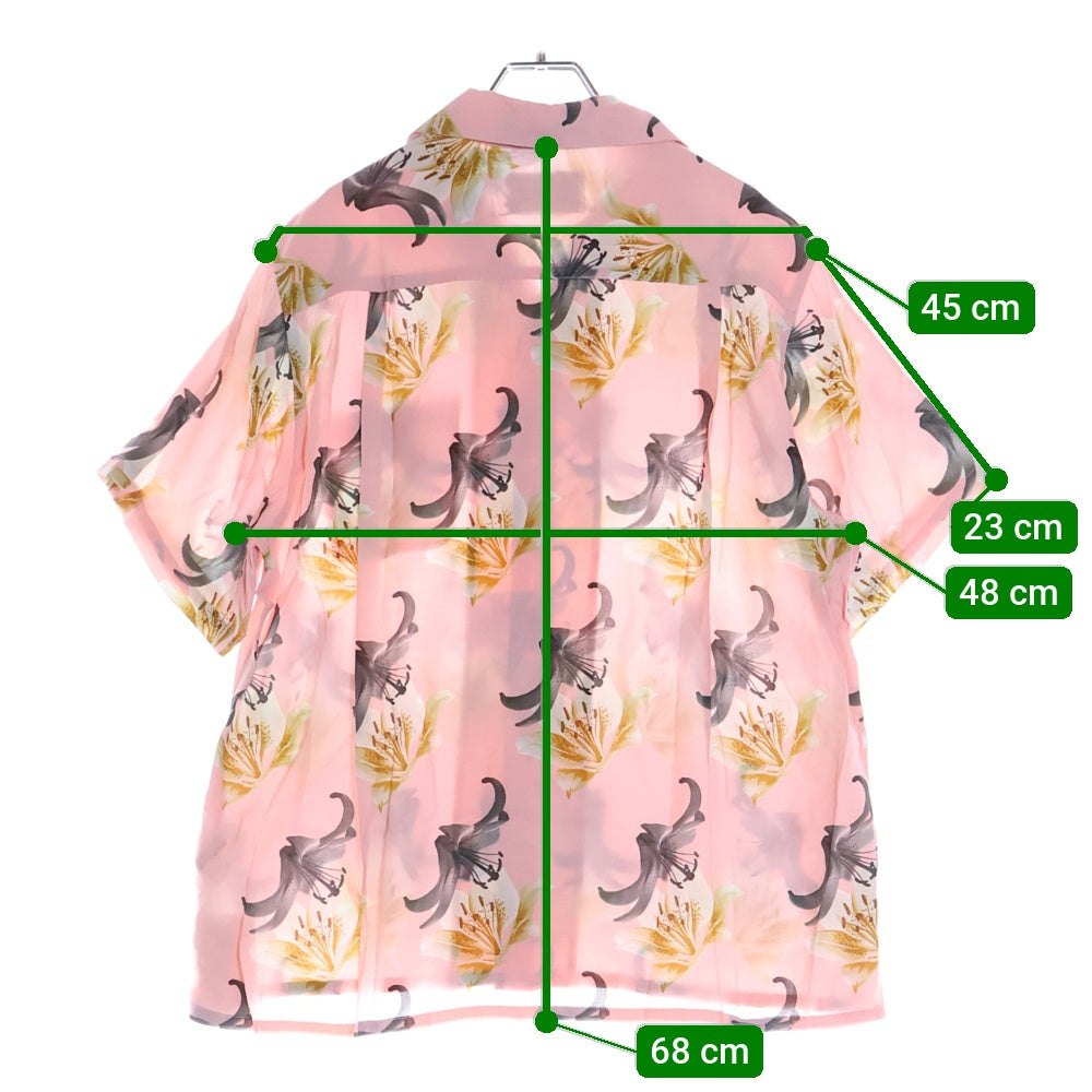WACKO MARIA(ワコマリア) HAWAIIAN SHIRT S/S 百合プリント 開襟シャツ 半袖シャツ ピンク
