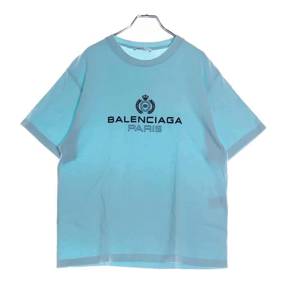 BALENCIAGA(バレンシアガ) パリスロゴプリント半袖Tシャツ カットソー 94599 TGV60 ブルー レディース