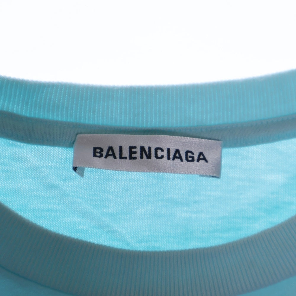 BALENCIAGA(バレンシアガ) パリスロゴプリント半袖Tシャツ カットソー 94599 TGV60 ブルー レディース
