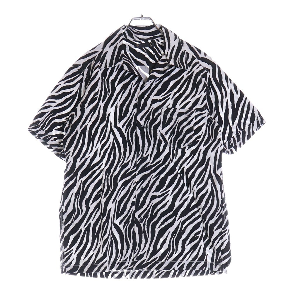 MINEDENIM(マインデニム) HAWAIIAN SHIRT S/S 2105-5002-07-022 ゼブラプリント 開襟シャツ 半袖シャツ ホワイト/ブラック