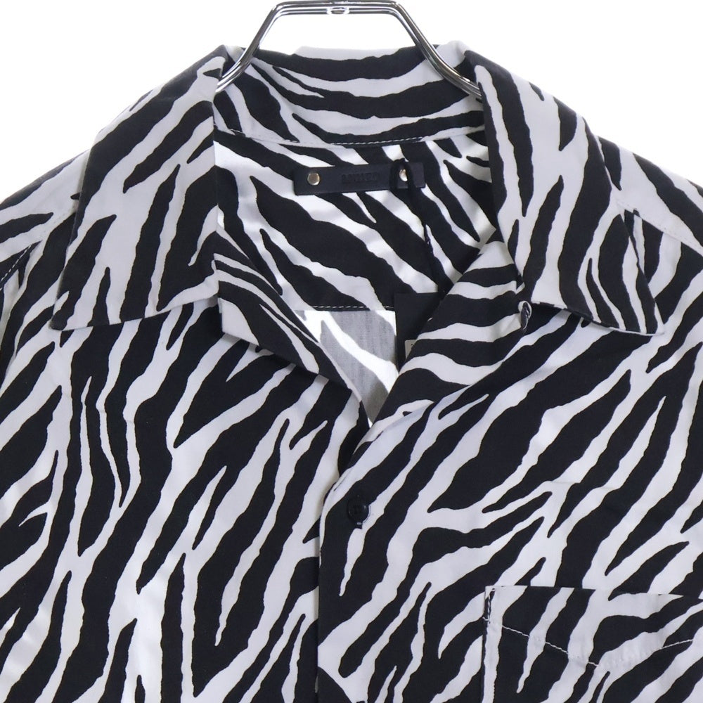 MINEDENIM(マインデニム) HAWAIIAN SHIRT S/S 2105-5002-07-022 ゼブラプリント 開襟シャツ 半袖シャツ ホワイト/ブラック