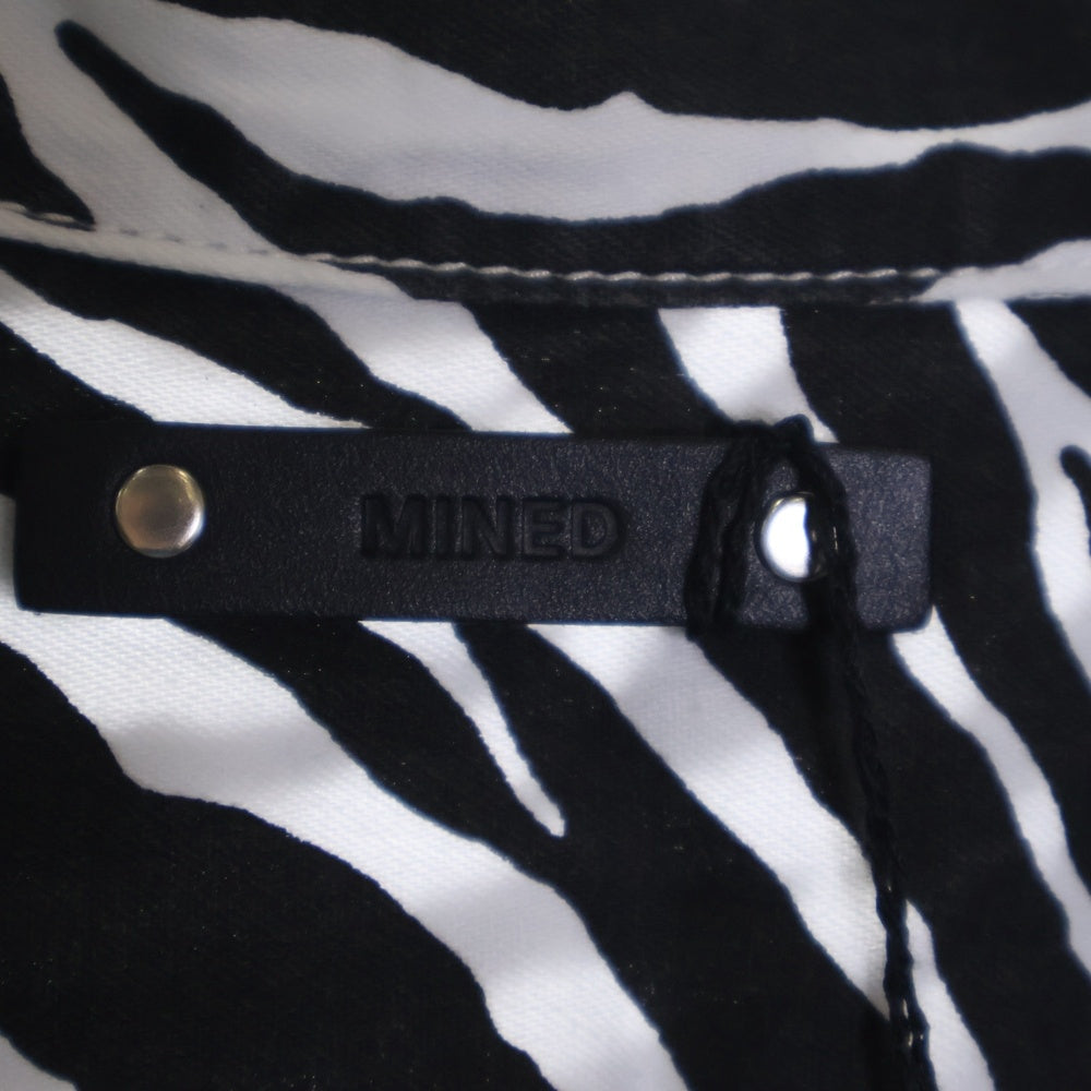 MINEDENIM(マインデニム) HAWAIIAN SHIRT S/S 2105-5002-07-022 ゼブラプリント 開襟シャツ 半袖シャツ ホワイト/ブラック