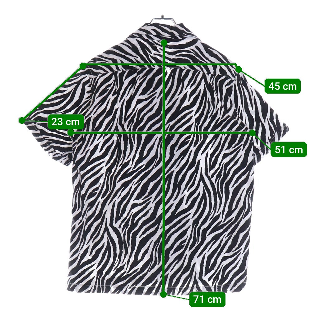MINEDENIM(マインデニム) HAWAIIAN SHIRT S/S 2105-5002-07-022 ゼブラプリント 開襟シャツ 半袖シャツ ホワイト/ブラック