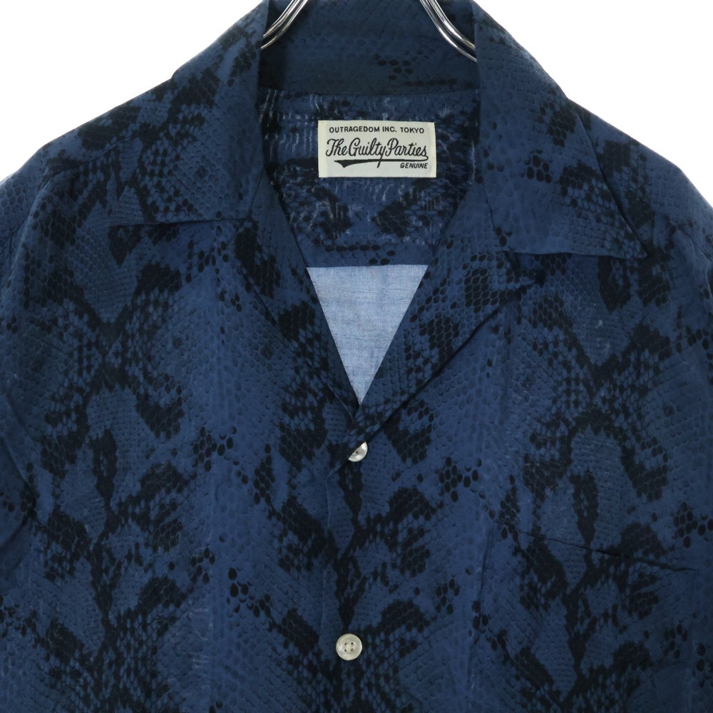 WACKO MARIA(ワコマリア) PYTHON HAWAIIAN SHIRT S/S パイソンプリント 開襟シャツ 半袖シャツ ネイビー