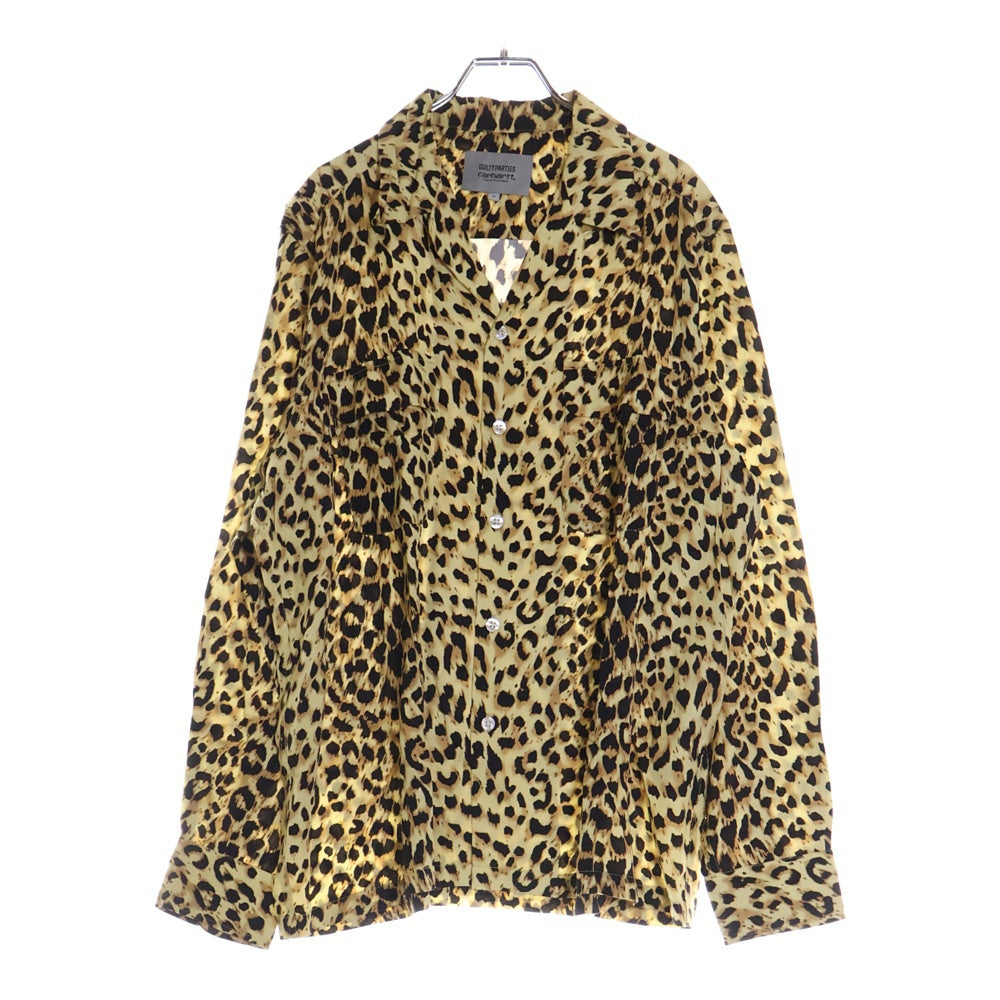 WACKO MARIA(ワコマリア) × Carhartt Leopard HAWAIIAN SHIRT L/S カーハート レオパード柄 開襟シャツ 長袖シャツ イエロー/ブラック