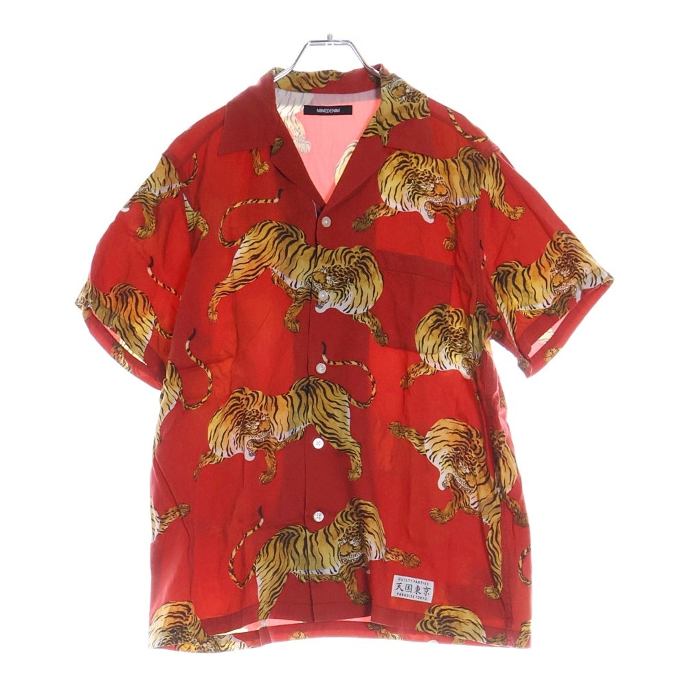 WACKO MARIA(ワコマリア) × MINEDENIM HAWAIIAN SHIRT S/S 19MND-WM001-17-022 マインデニム タイガープリント 開襟シャツ 半袖シャツ レッド