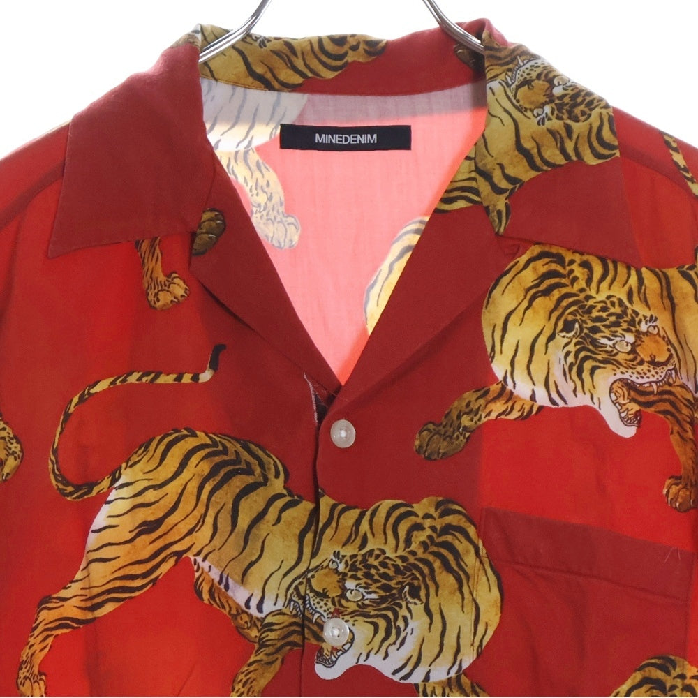 WACKO MARIA(ワコマリア) × MINEDENIM HAWAIIAN SHIRT S/S 19MND-WM001-17-022 マインデニム タイガープリント 開襟シャツ 半袖シャツ レッド