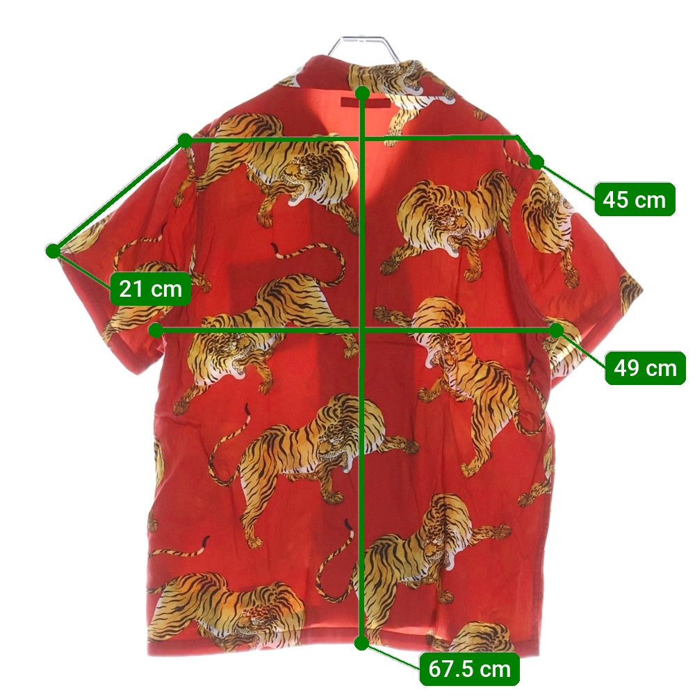 WACKO MARIA(ワコマリア) × MINEDENIM HAWAIIAN SHIRT S/S 19MND-WM001-17-022 マインデニム タイガープリント 開襟シャツ 半袖シャツ レッド