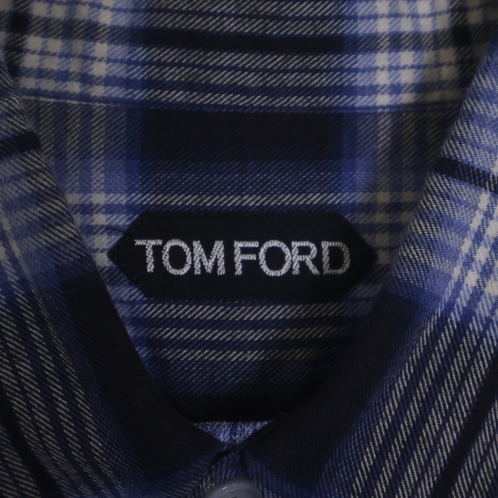 TOM FORD(トムフォード) チェック柄 ボタンダウン長袖シャツ ネイビー