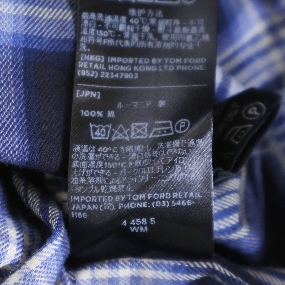 TOM FORD(トムフォード) チェック柄 ボタンダウン長袖シャツ ネイビー