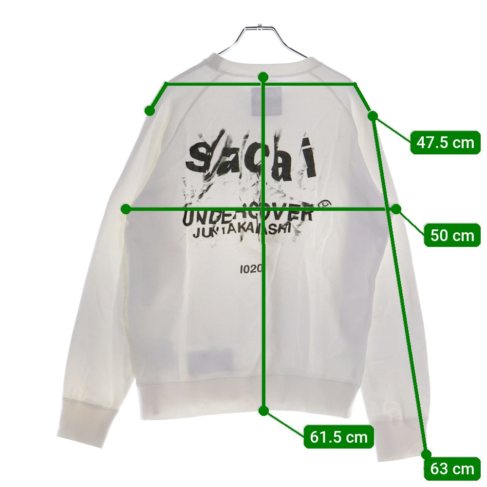 Sacai(サカイ) 17SS × UNDERCOVER アンダーカバー ロゴグラフィックプリントスウェットトレーナー 7-03782/UCS9817-1 ホワイト