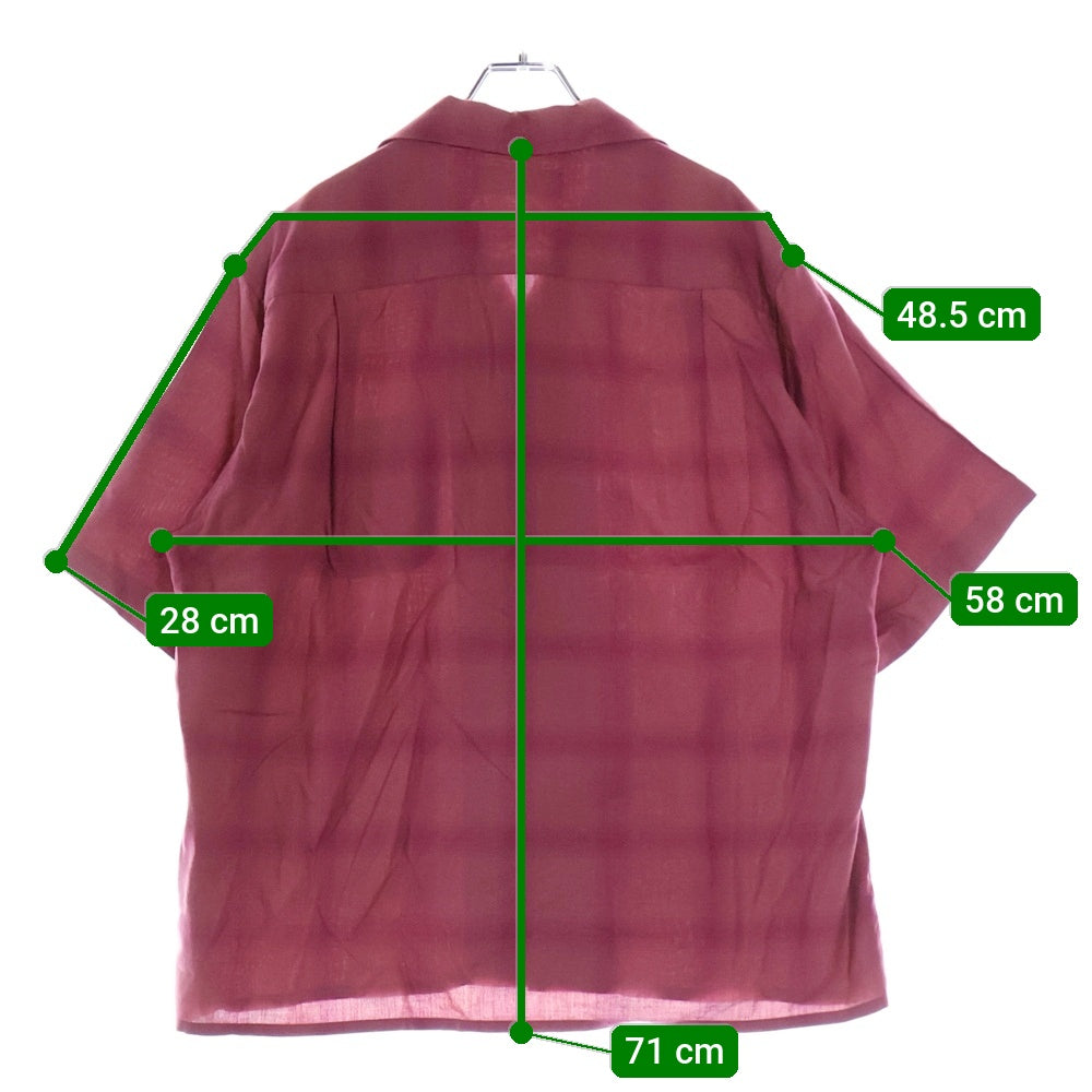 WACKO MARIA(ワコマリア) 25SS OMBRE CHECK OPEN COLLAR SHIRT S/S オンブレチェック柄 開襟シャツ 半袖シャツ ピンク