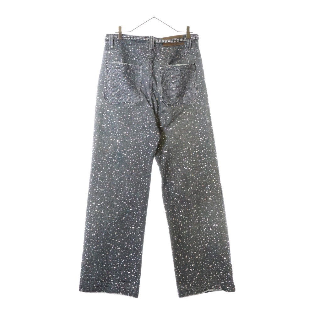 BIRTH OF ROYAL CHILD(バースオブロイヤルチャイルド) RHINESTONE EMBELLISHED STRAIGHT JEANS ラインストーン エンベリッシュド ストレイト ジーンズ デニムパンツ グレー BC24FWPT06