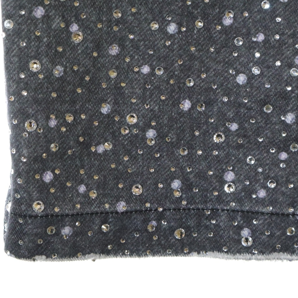 BIRTH OF ROYAL CHILD(バースオブロイヤルチャイルド) RHINESTONE EMBELLISHED STRAIGHT JEANS ラインストーン エンベリッシュド ストレイト ジーンズ デニムパンツ グレー BC24FWPT06