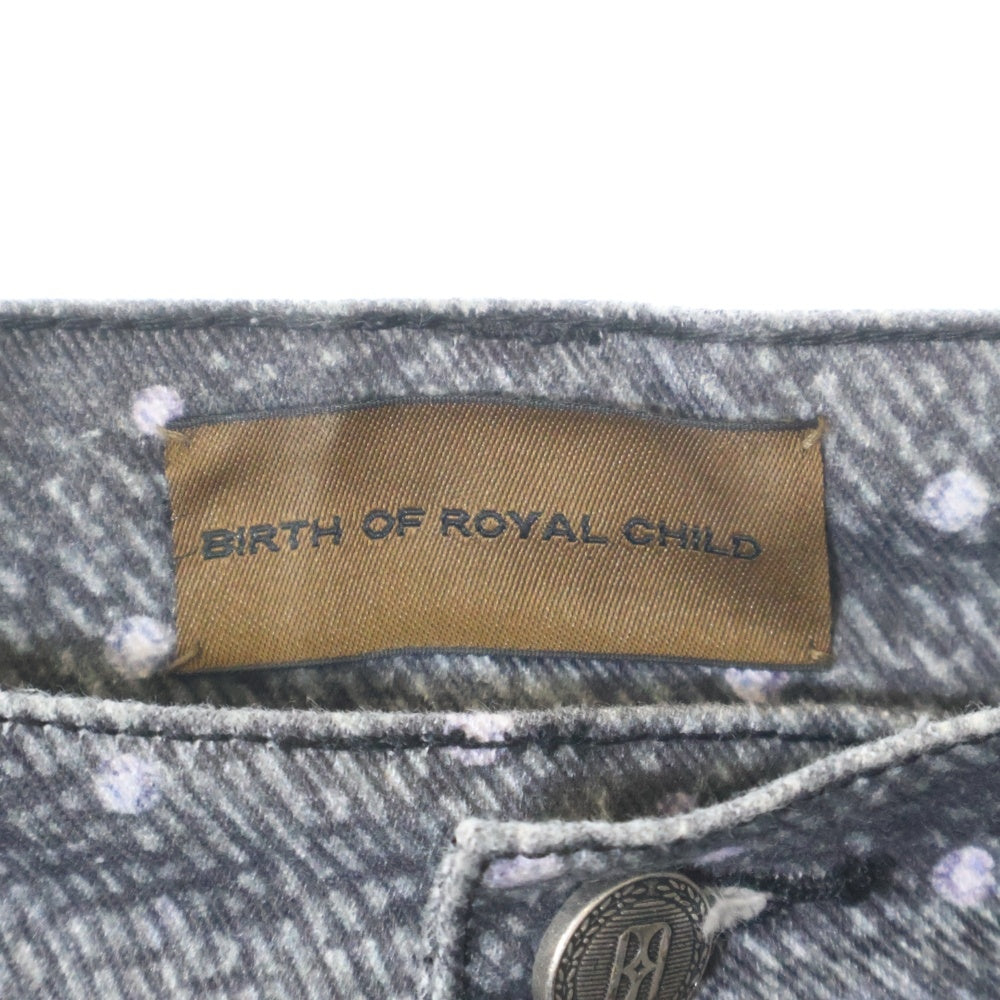 BIRTH OF ROYAL CHILD(バースオブロイヤルチャイルド) RHINESTONE EMBELLISHED STRAIGHT JEANS ラインストーン エンベリッシュド ストレイト ジーンズ デニムパンツ グレー BC24FWPT06
