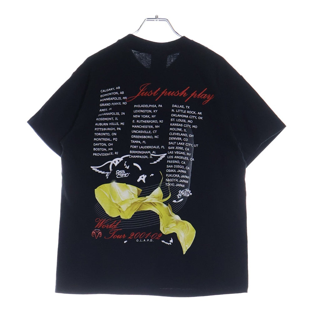 VINTAGE(ヴィンテージ) 00s AERO SMITH 2001 JUST PUSH PLAY TOUR エアロスミス 空山基 ツアー バンド 半袖Tシャツ カットソー ブラック