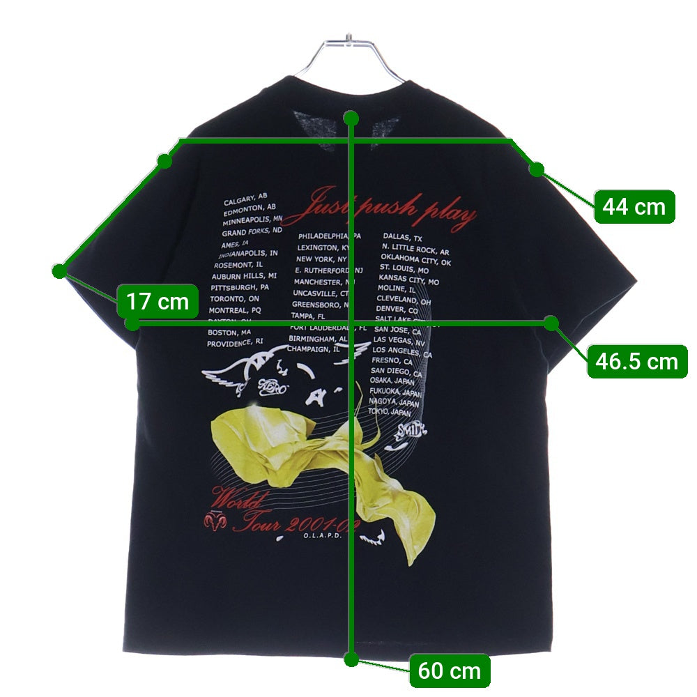 VINTAGE(ヴィンテージ) 00s AERO SMITH 2001 JUST PUSH PLAY TOUR エアロスミス 空山基 ツアー バンド 半袖Tシャツ カットソー ブラック