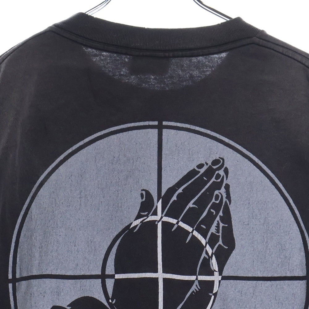 SAINT MICHAEL(セントマイケル) 25SS × FEAR OF GOD SNT OF GOD FG_SS TEE SM-HR8-0000-C01 VINTAGE加工 セントオブゴッド 両面プリント クルーネック 半袖Tシャツ カットソー ブラック