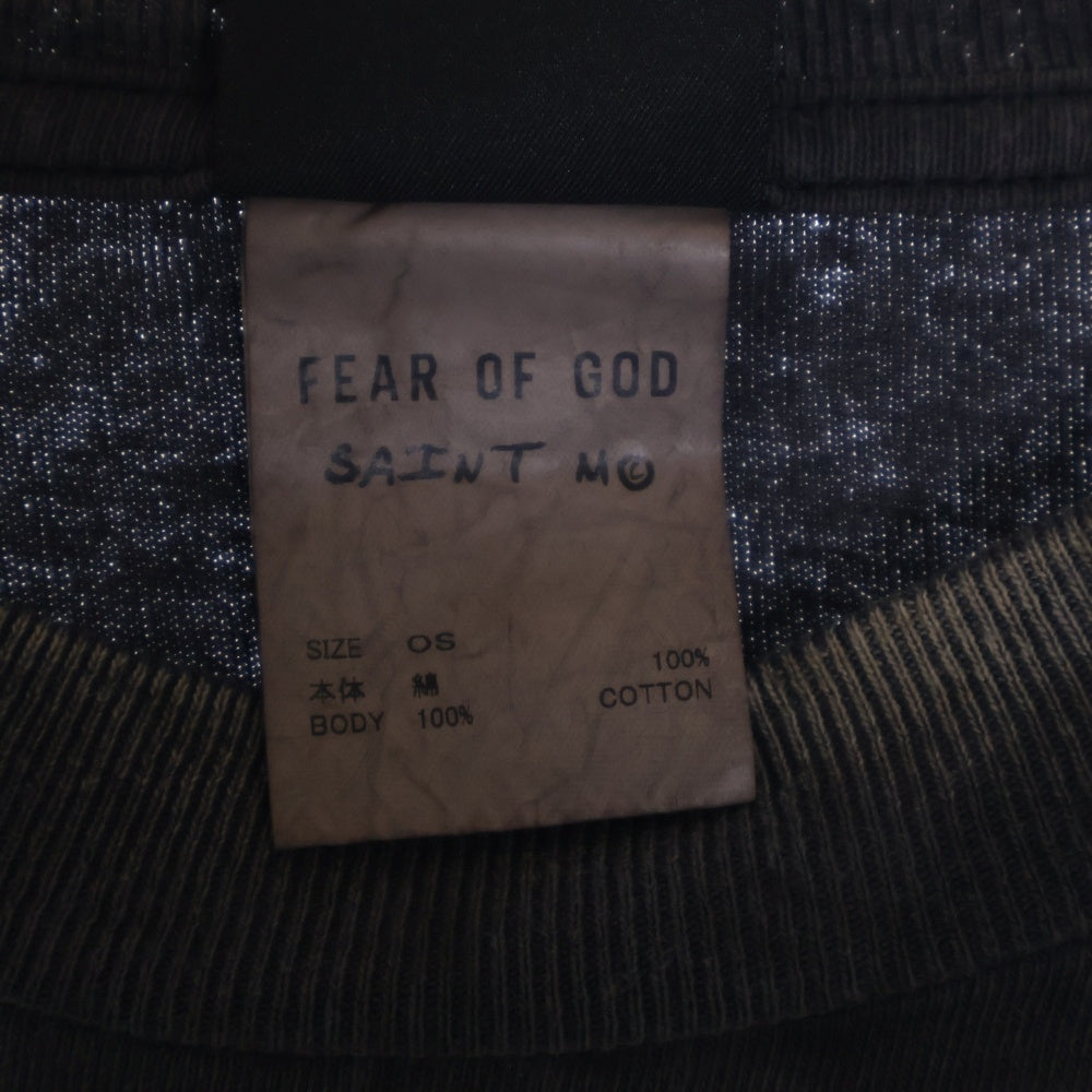 SAINT MICHAEL(セントマイケル) 25SS × FEAR OF GOD SNT OF GOD FG_SS TEE SM-HR8-0000-C01 VINTAGE加工 セントオブゴッド 両面プリント クルーネック 半袖Tシャツ カットソー ブラック
