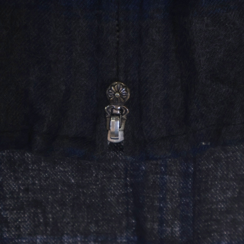 CHROME HEARTS(クロムハーツ) HEYWOOD SS ヘイウッドショートスリーブ 半袖チェックシャツ グレー/ネイビー