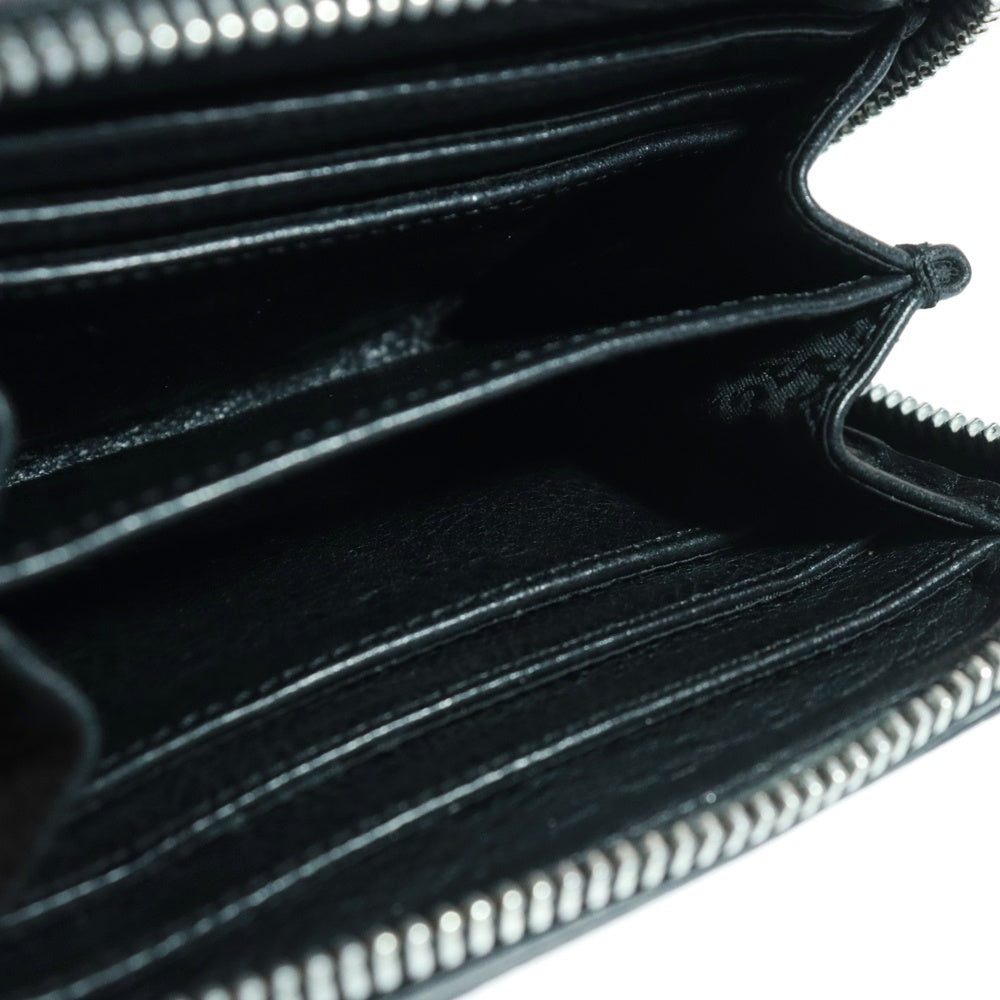 CHROME HEARTS(クロムハーツ) 3 SIDE ZIP 3サイドジップ サイドピラミッドスタッズレザーウォレット財布 ブラック