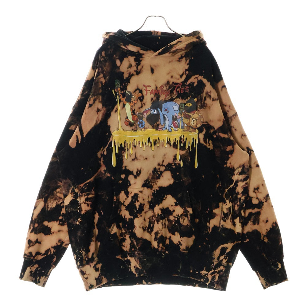 cvtvlist(カタリスト) HONEY GANG POOH BLEACH HOODIE 2101120307 ハニーギャング ブリーチプルオーバー パーカー ブラック/オレンジ