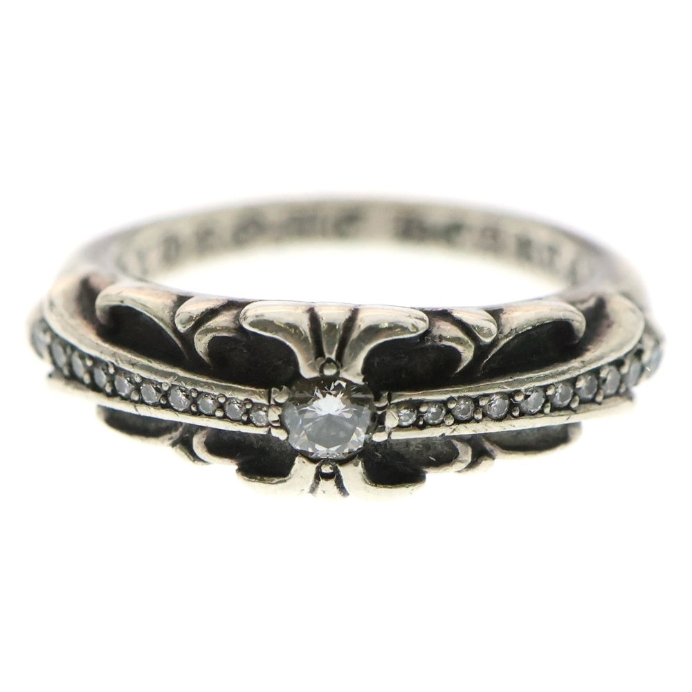 CHROME HEARTS(クロムハーツ) BABY CLSC P D ベイビークラシックフローラルクロスリング PAVEダイヤ シルバー