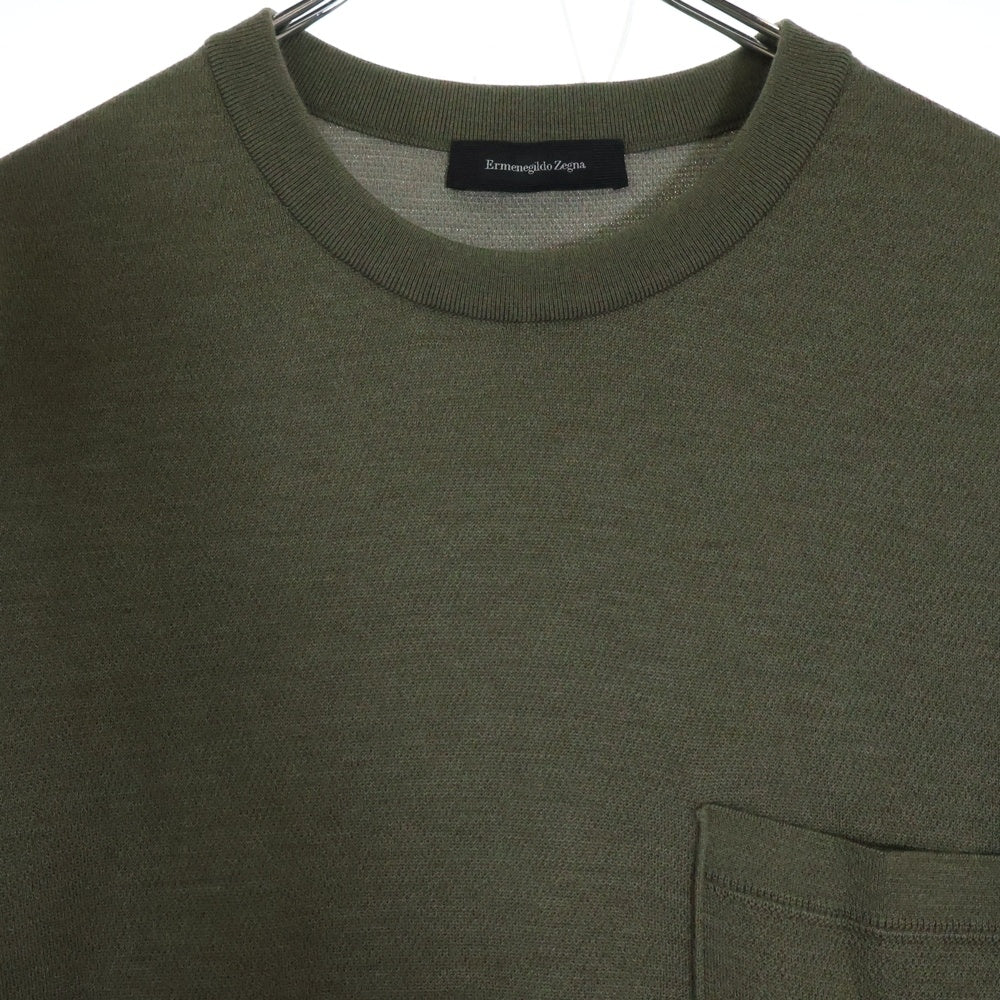 Ermenegildo Zegna(エルメネジルドゼニア) カシミア混 半袖ニットシャツ カーキ UZH9G