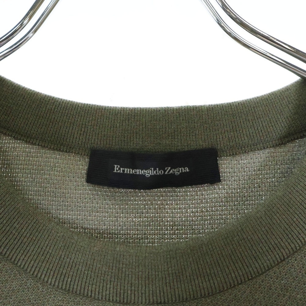 Ermenegildo Zegna(エルメネジルドゼニア) カシミア混 半袖ニットシャツ カーキ UZH9G