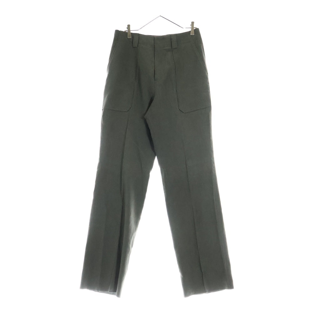 Ermenegildo Zegna(エルメネジルドゼニア) リネン センタープレストラウザーズパンツ 387015 カーキ