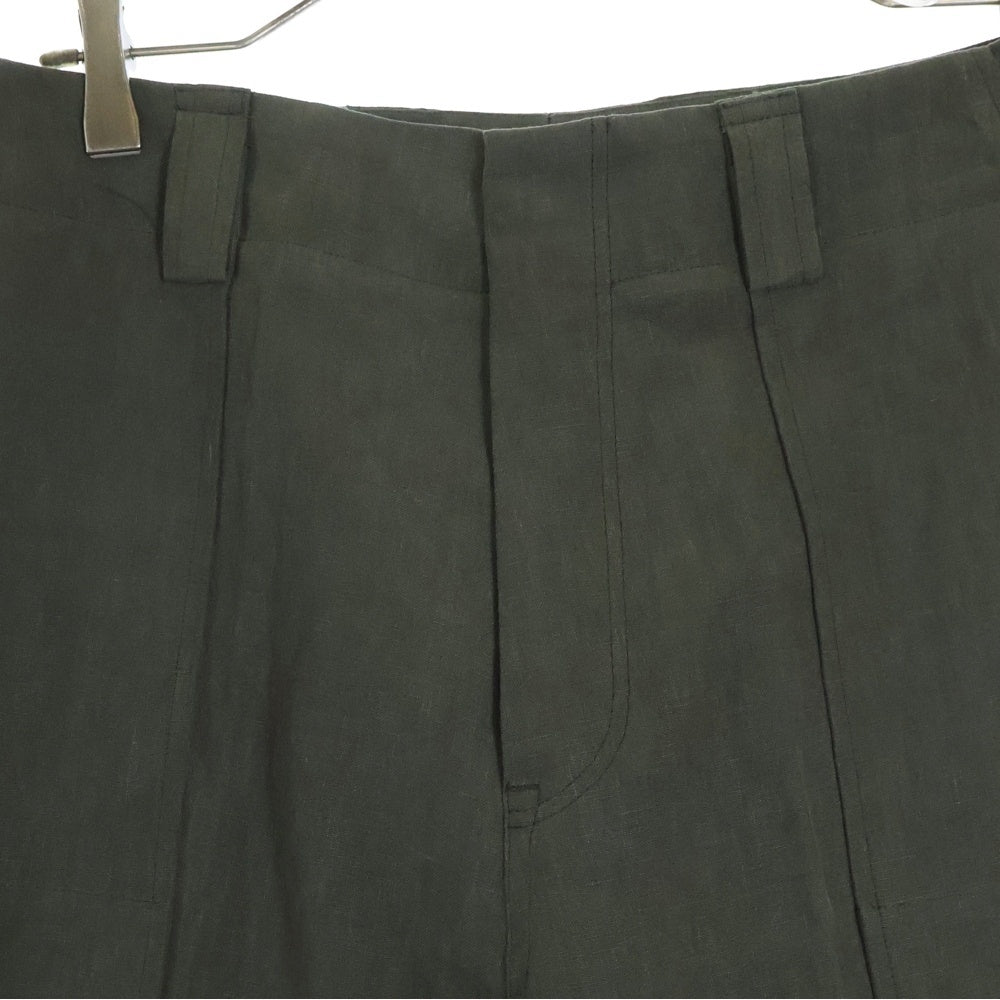 Ermenegildo Zegna(エルメネジルドゼニア) リネン センタープレストラウザーズパンツ 387015 カーキ