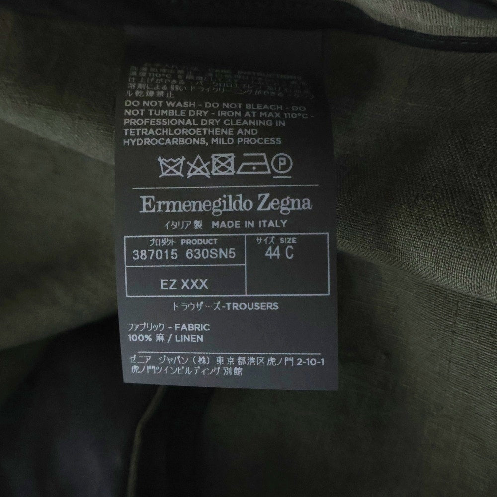 Ermenegildo Zegna(エルメネジルドゼニア) リネン センタープレストラウザーズパンツ 387015 カーキ