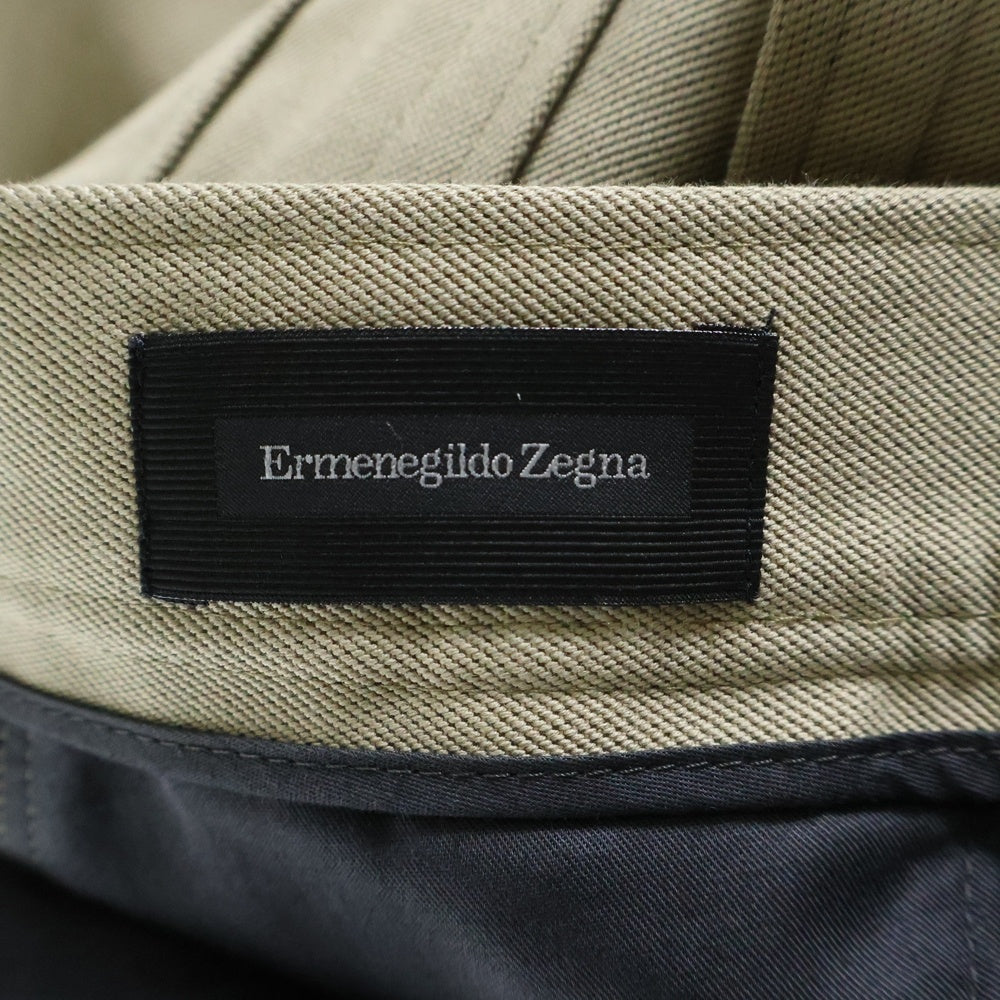 Ermenegildo Zegna(エルメネジルドゼニア) シルク紺コットン センタープレストラウザーズパンツ UZI40 ベージュ
