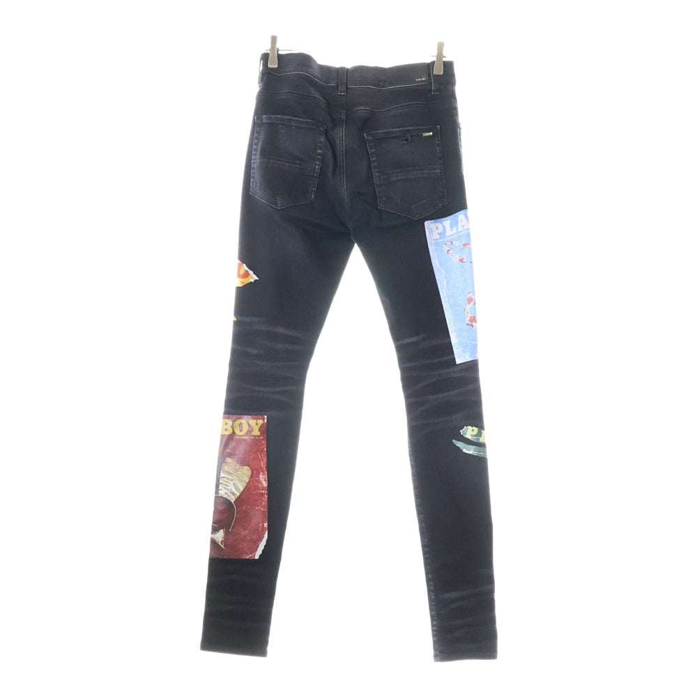 AMIRI(アミリ) ×PLAYBOY MAGAZINE JEANS スキ二ーデニムパンツ マガジン ジーンズ ブラック