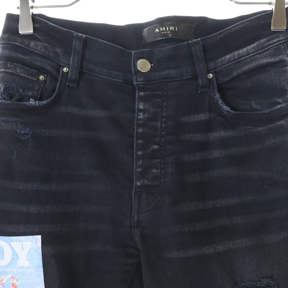 AMIRI(アミリ) ×PLAYBOY MAGAZINE JEANS スキ二ーデニムパンツ マガジン ジーンズ ブラック