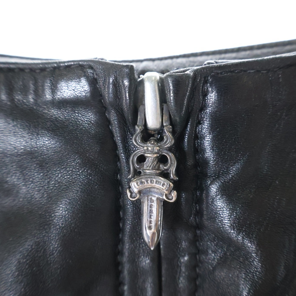 CHROME HEARTS(クロムハーツ) ハーフダガージップ レザースカート ブラック レディース
