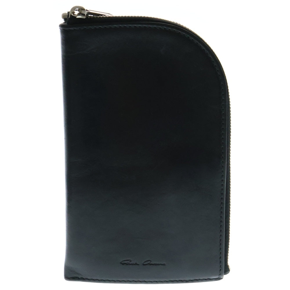 Rick Owens(リックオウエンス) レザー ネックウォレット ラウンドジップ財布 ブラック