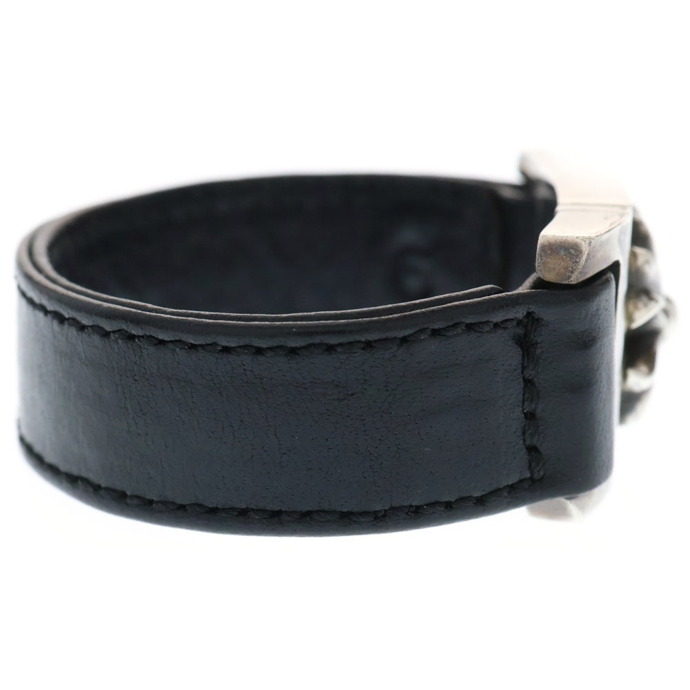 CHROME HEARTS(クロムハーツ) HARNESS CH X ハーネス CHプラス アフター1ダイヤ レザーブレスレット ブラック/シルバー レディース