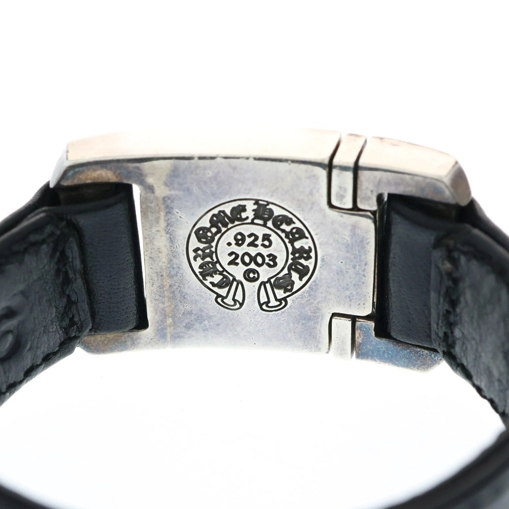 CHROME HEARTS(クロムハーツ) HARNESS CH X ハーネス CHプラス アフター1ダイヤ レザーブレスレット ブラック/シルバー レディース