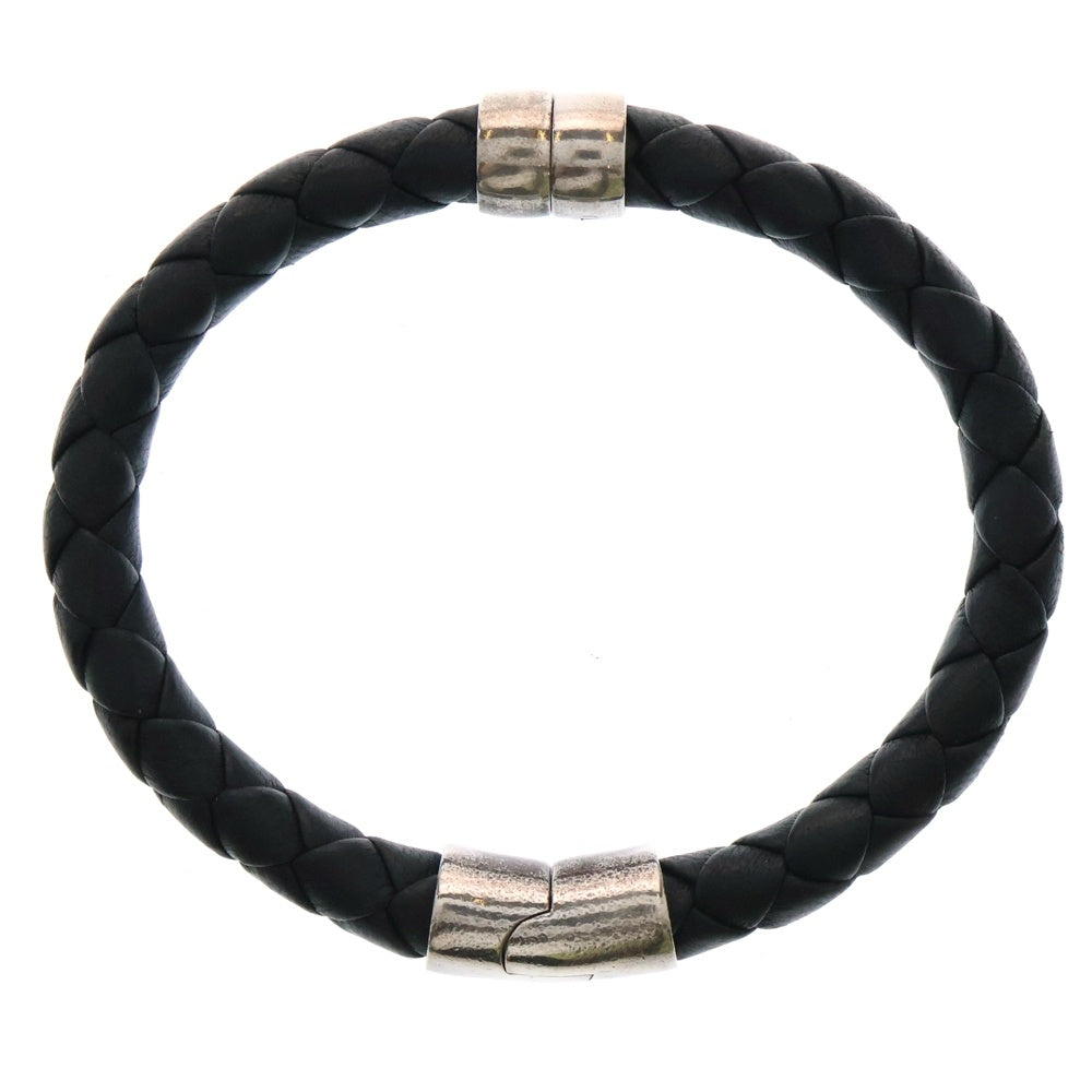 BOTTEGA VENETA(ボッテガヴェネタ) イントレチャート バングル ブレスレット ブラック/シルバー