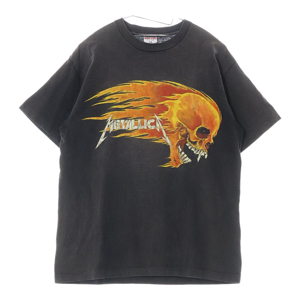 VINTAGE(ヴィンテージ) 90s VINTAGE METALLICA PUSHEAD BAND FLAME SKULL メタリカ パスヘッド フレイムスカルプリント半袖Tシャツ カットソー ブラック