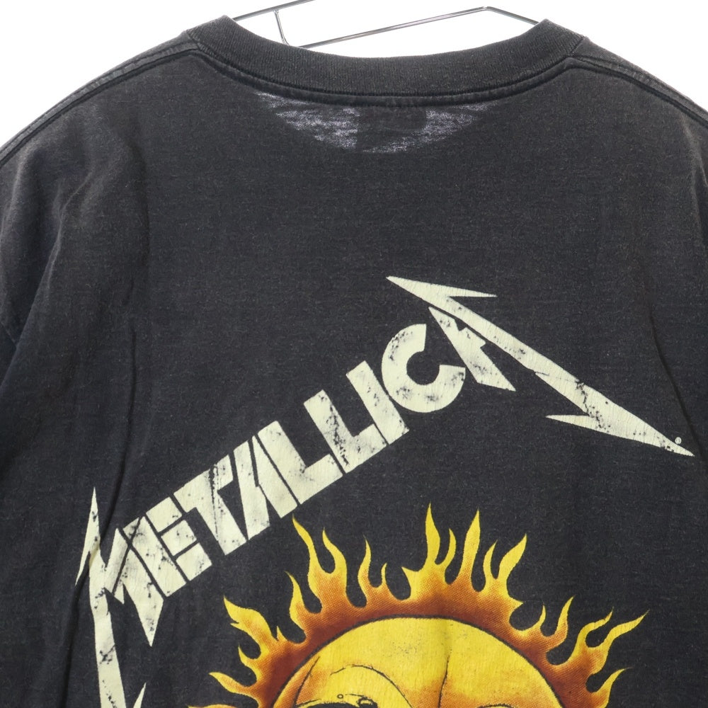 VINTAGE(ヴィンテージ) 90s VINTAGE METALLICA PUSHEAD BAND FLAME SKULL メタリカ パスヘッド フレイムスカルプリント半袖Tシャツ カットソー ブラック