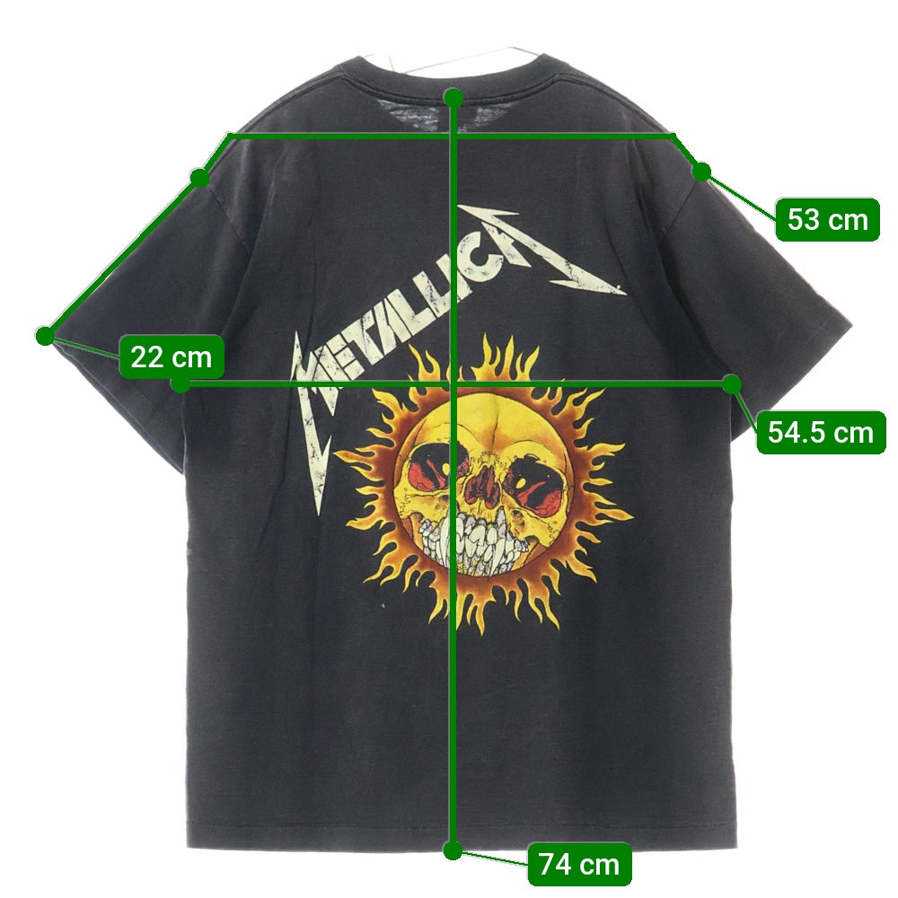 VINTAGE(ヴィンテージ) 90s VINTAGE METALLICA PUSHEAD BAND FLAME SKULL メタリカ パスヘッド フレイムスカルプリント半袖Tシャツ カットソー ブラック