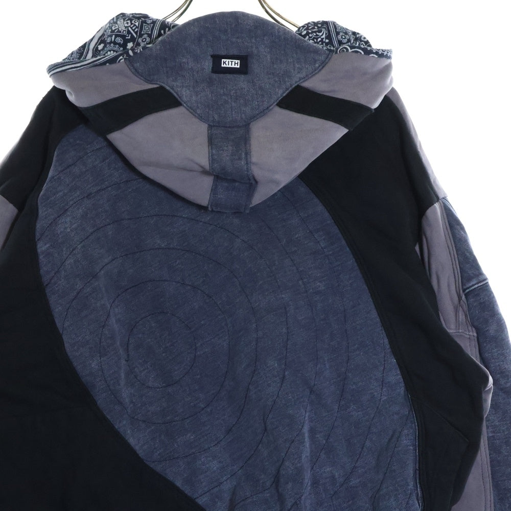 KITH(キス) 23SS 東京限定 ドッキングリメイクプルオーバーフーディーパーカー ネイビー/グレー/ブラック