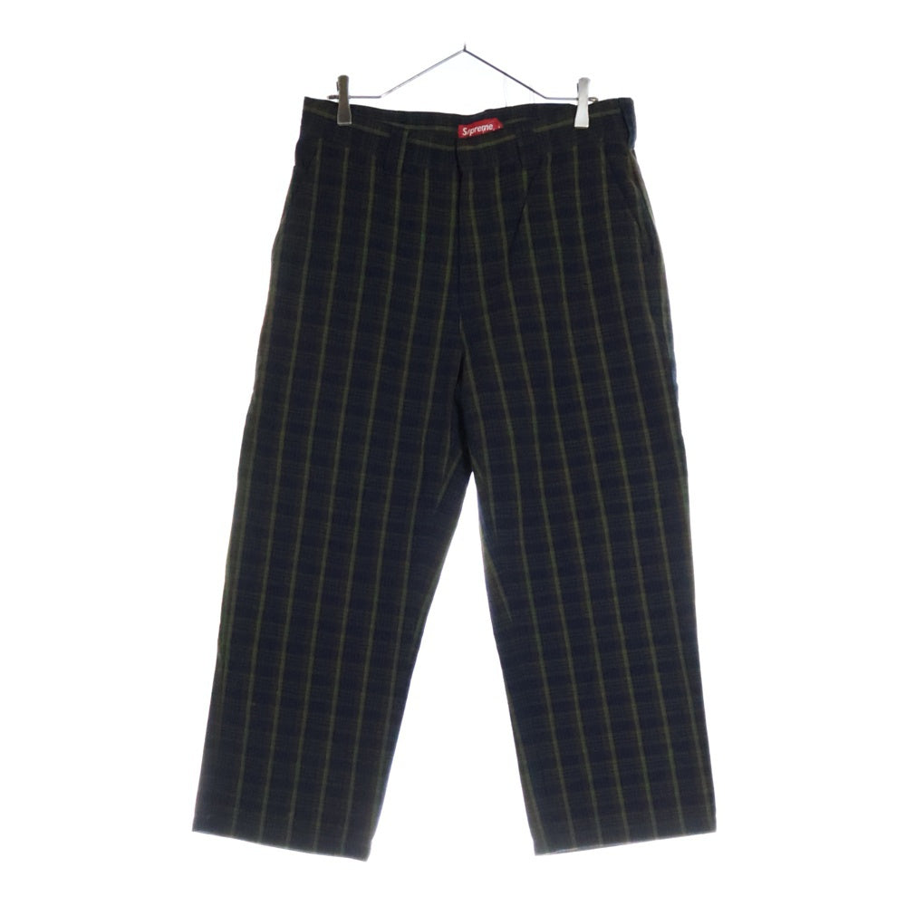 SUPREME(シュプリーム) 23SS Work Pant Navy Plaid チェック柄ワークパンツ ネイビー/グリーン