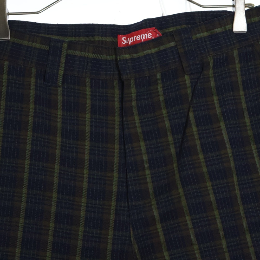 SUPREME(シュプリーム) 23SS Work Pant Navy Plaid チェック柄ワークパンツ ネイビー/グリーン