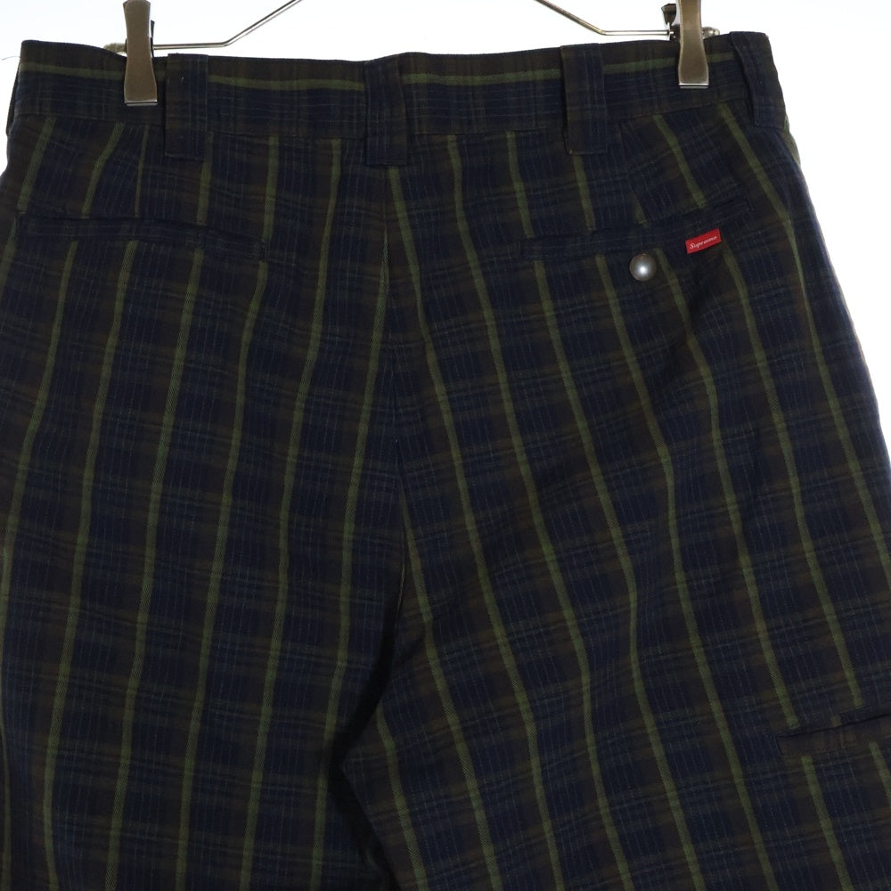 SUPREME(シュプリーム) 23SS Work Pant Navy Plaid チェック柄ワークパンツ ネイビー/グリーン