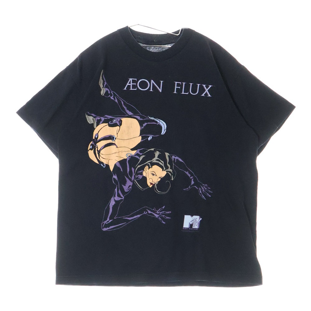VINTAGE(ヴィンテージ) 90s VINTAGE AEON FLUX MTV イーオン・フラックス アニメ プリント半袖Tシャツ カットソー ブラック