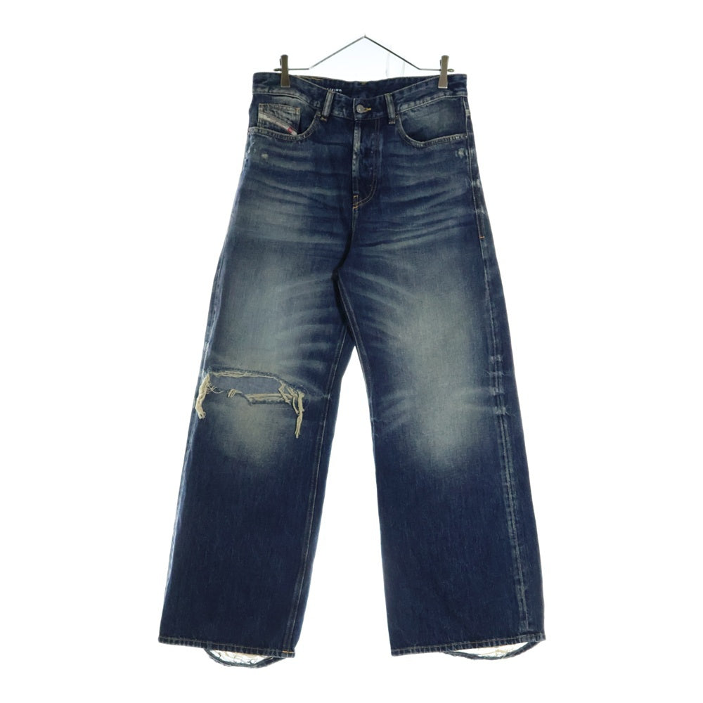 DIESEL(ディーゼル) D-Rise A06371 ダメージ加工 ワイドストレート デニムパンツ インディゴ